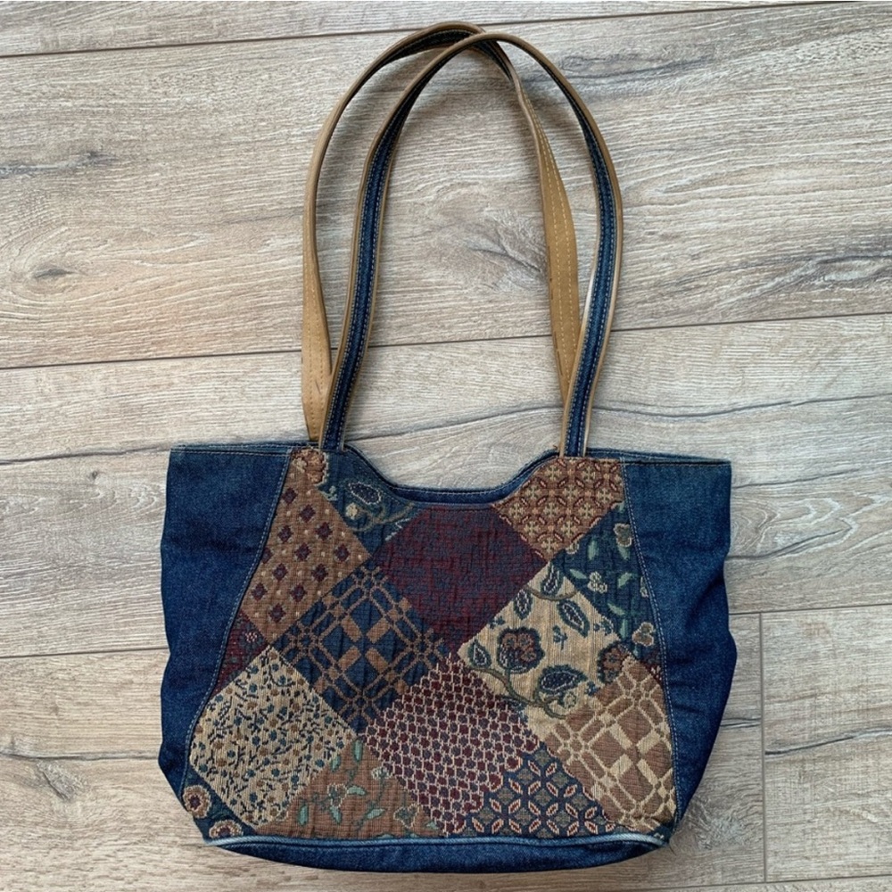 Cabrelli Canada Denim Tote with Leather Accents